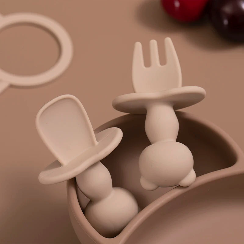 Fourchette et cuillère anti-étouffement en silicone